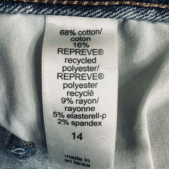 Edgely High Rise Shorts 14 (W33) Blue Distressed Button Fly Stretch Womens - Picture 5 of 10